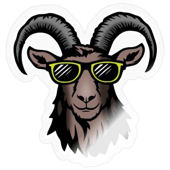 Chèvre de montagne cool avec lunettes de soleil - Sticker taille S (10 x 10 cm) - brillant transparent - Devant