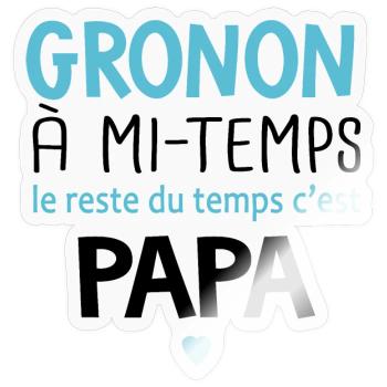 Grognon à mi temps cadeau bébé enfant - Sticker taille S (10 x 10 cm) - brillant transparent - Devant