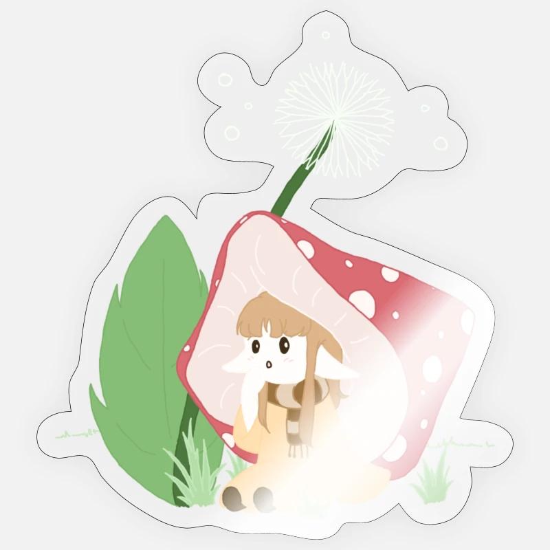 fille champignon en couleur Sticker taille S (10 x 10 cm)