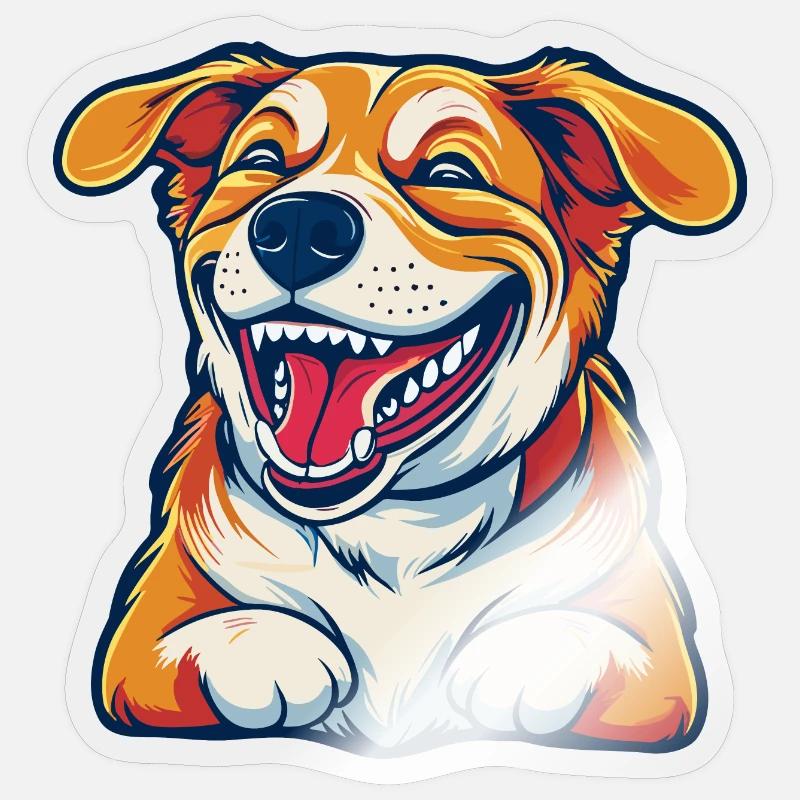 Laughing Dog Sticker size S (10 x 10 cm)