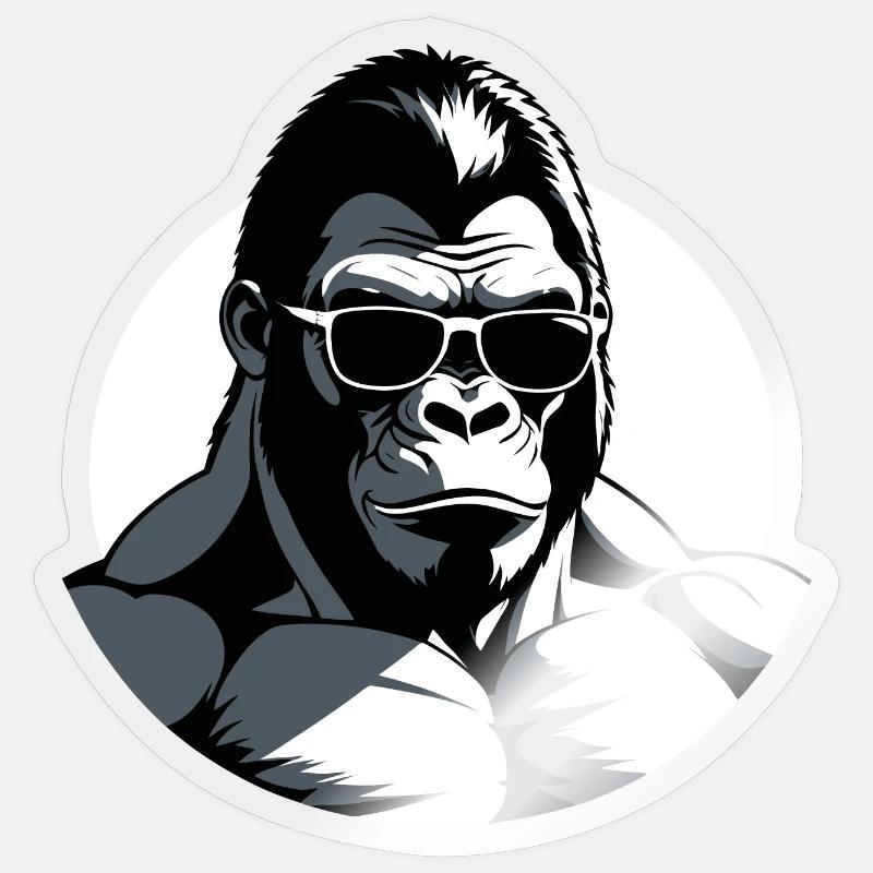 Gorille bodybuilder cool Sticker taille S (10 x 10 cm)