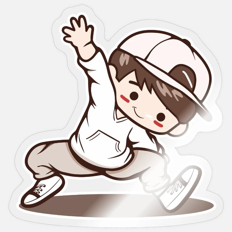 Kleiner Breakdancing Junge - Sticker Größe S (10 x 10 cm) - Transparent glänzend