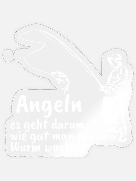 Angeln und den Wurm wackeln - Sticker Größe S (10 x 10 cm) - Transparent glänzend