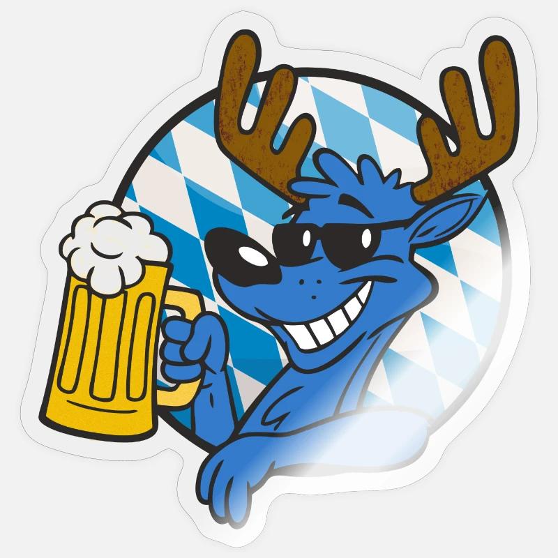 5 Blauer Hirsch Sticker Größe S (10 x 10 cm)