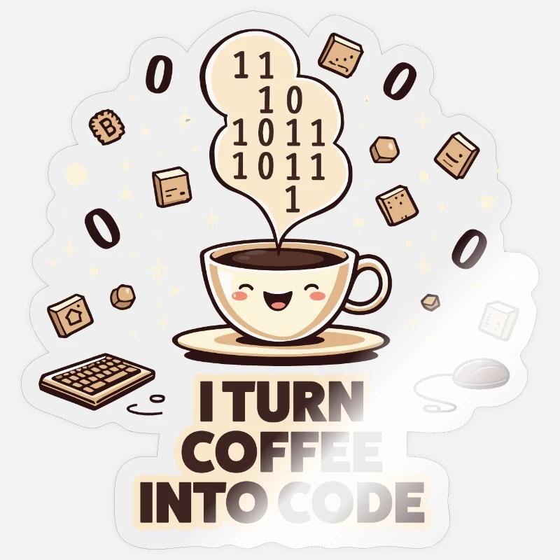 Coffee to Code : style programmeur Sticker taille S (10 x 10 cm)