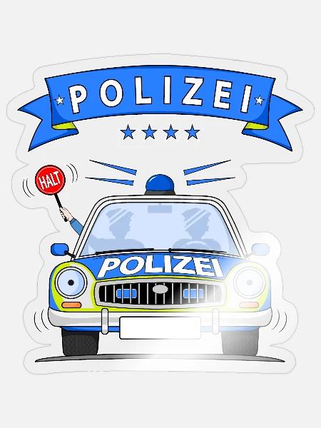 Polizeiauto mit Sirene - Sticker Größe S (10 x 10 cm) - Transparent glänzend