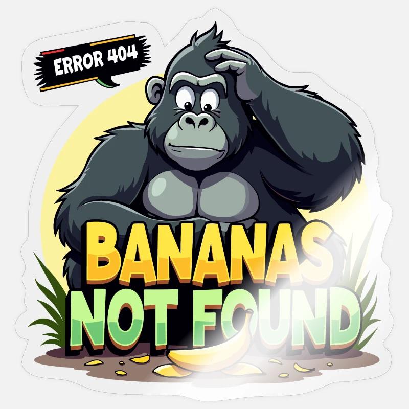 Error 404 Bananas Not Found - Sticker size S (10 x 10 cm) - transparent glossy