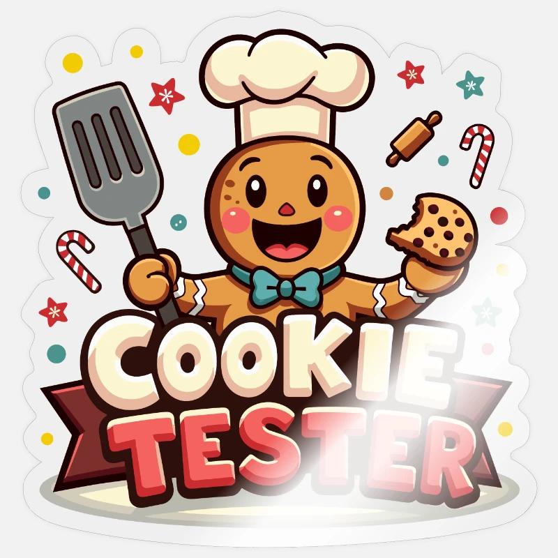 Funny Cookie Tester Design - Sticker size S (10 x 10 cm) - transparent glossy