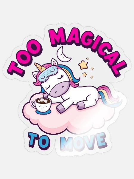 Schlafendes Einhorn mit Regenbogen-Design - Sticker Größe S (10 x 10 cm) - Transparent glänzend