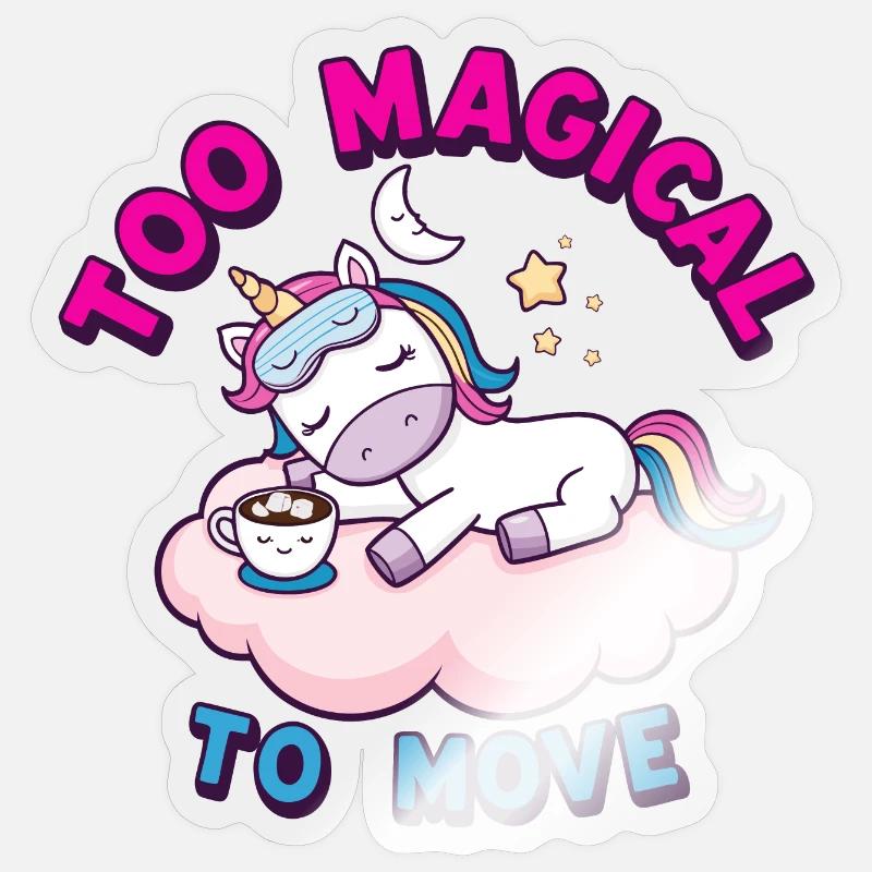 Schlafendes Einhorn mit Regenbogen-Design Sticker Größe S (10 x 10 cm)