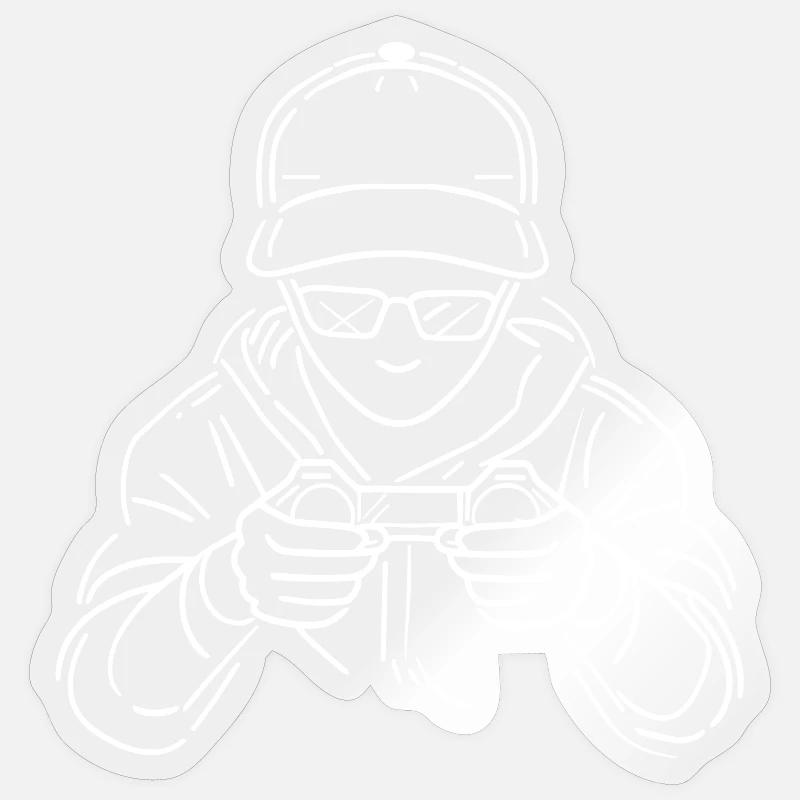 Dessin de joueur - Sticker taille S (10 x 10 cm) - brillant transparent