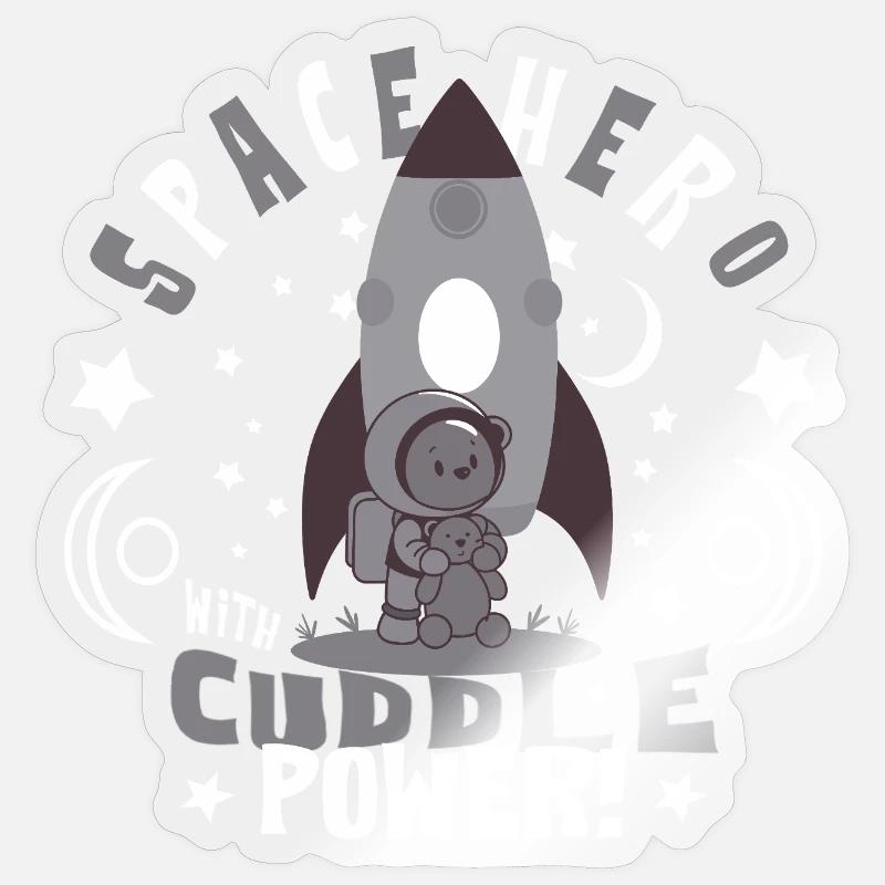 Astronaut with teddy bear - Sticker size S (10 x 10 cm) - transparent glossy