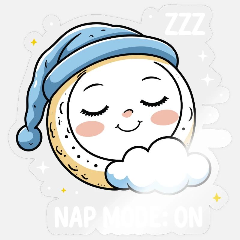 Nap Mode: On - Sleeping Moon Sticker size S (10 x 10 cm)