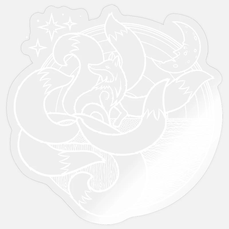 7 Tailed Fox - White for Black - DIGITAL Sticker size S (10 x 10 cm)