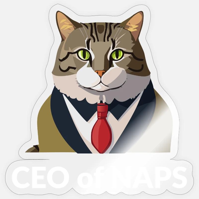 Geschäftsmann Katze mit Krawatte - Sticker Größe S (10 x 10 cm) - Transparent glänzend