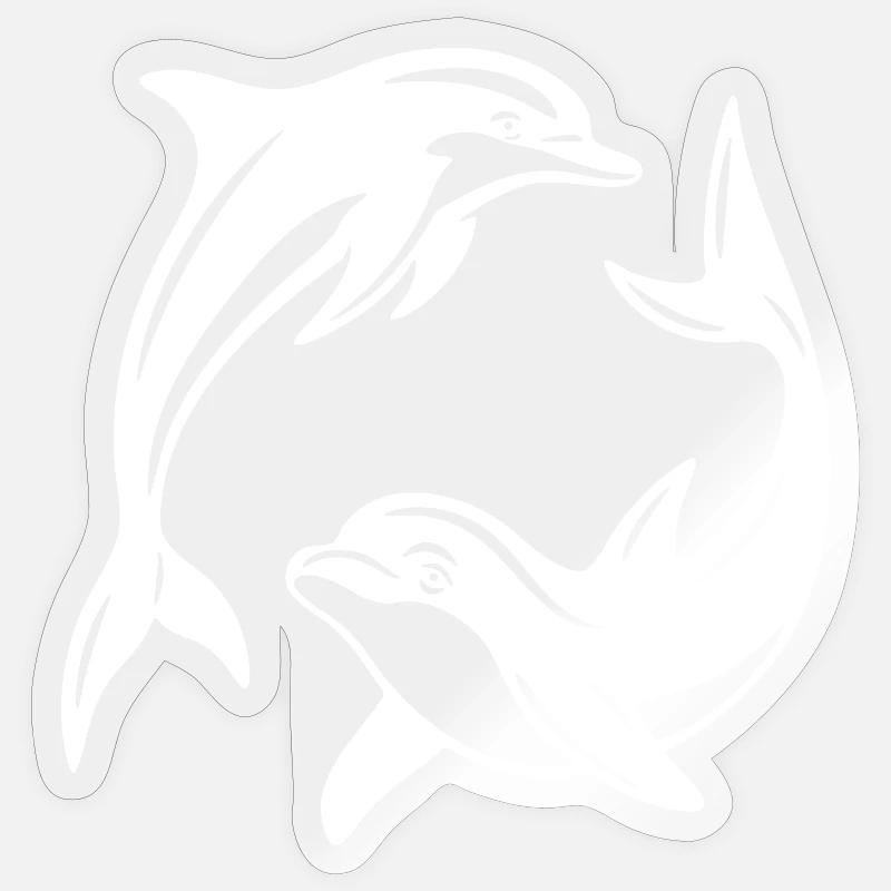 Swirling Dolphins Silhouette Design - Sticker size S (10 x 10 cm) - transparent glossy
