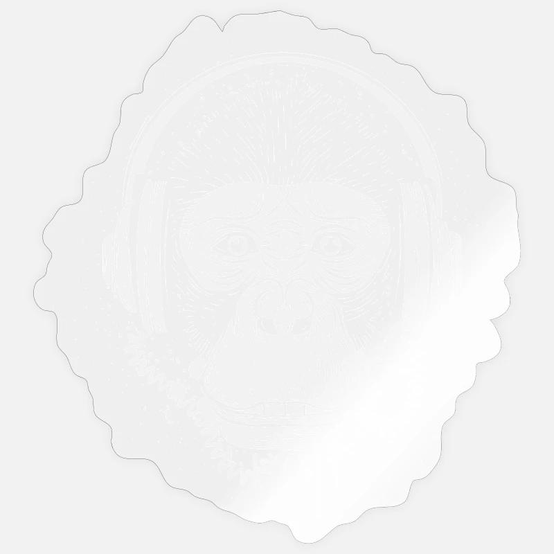 Schimpanse mit Kopfhörern - Sticker Größe S (10 x 10 cm) - Transparent glänzend