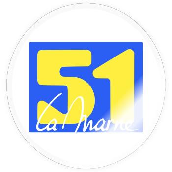 Logo emblématique de La Marne en couleurs vives - Sticker taille S (10 x 10 cm) - brillant transparent - Devant