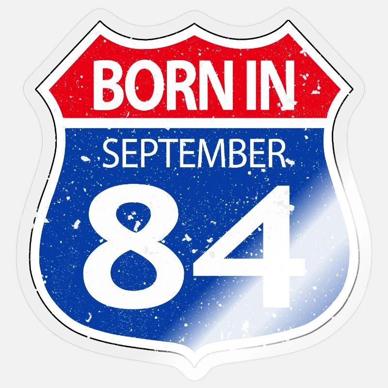 Born_in_September_84 - Sticker taille S (10 x 10 cm) - brillant transparent