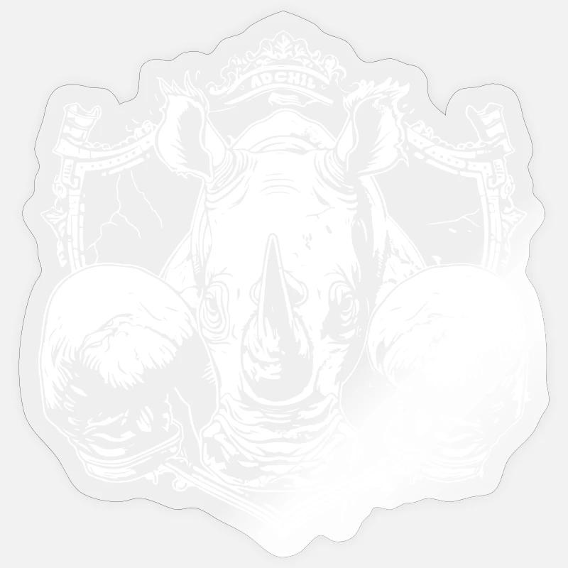 Rhino Boxer - Sticker size S (10 x 10 cm) - transparent glossy