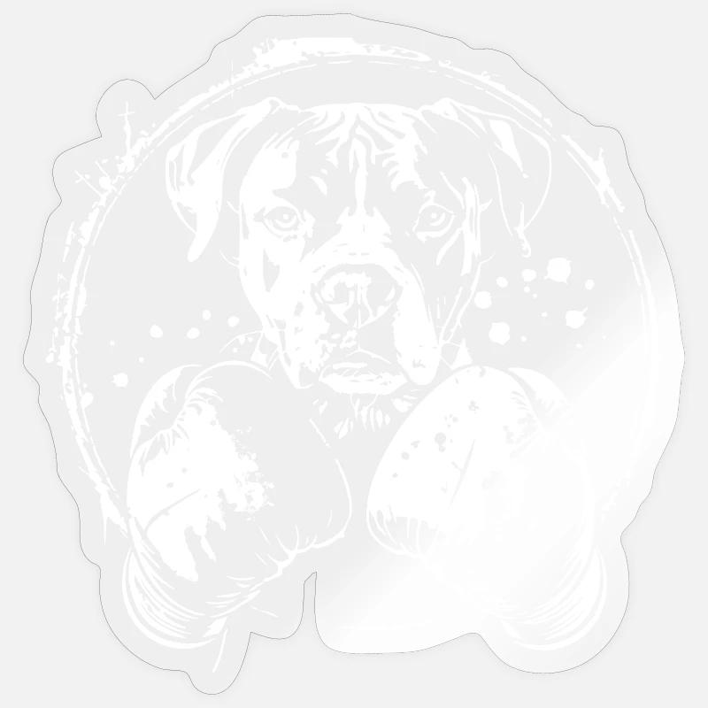 Boxer pour chien Boxe MMA - Sticker taille S (10 x 10 cm) - brillant transparent