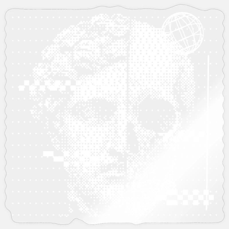 Portrait numérique de crâne avec accent de globe Sticker taille S (10 x 10 cm)