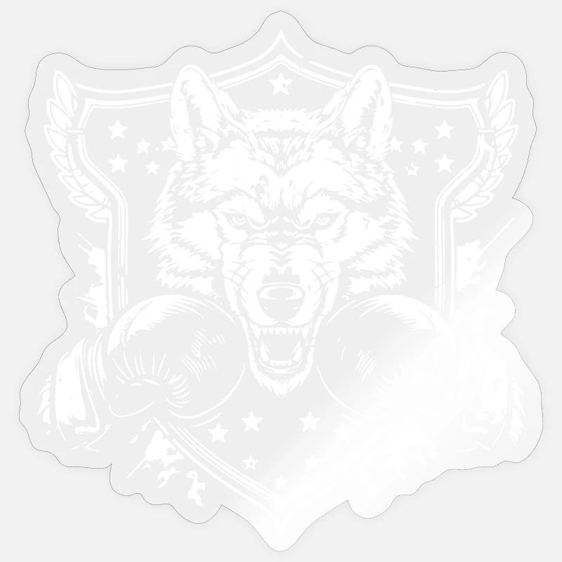 Wolf Boxer - Sticker size S (10 x 10 cm) - transparent glossy
