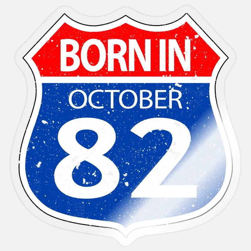 Born_in_October_82 - Sticker size S (10 x 10 cm) - transparent glossy