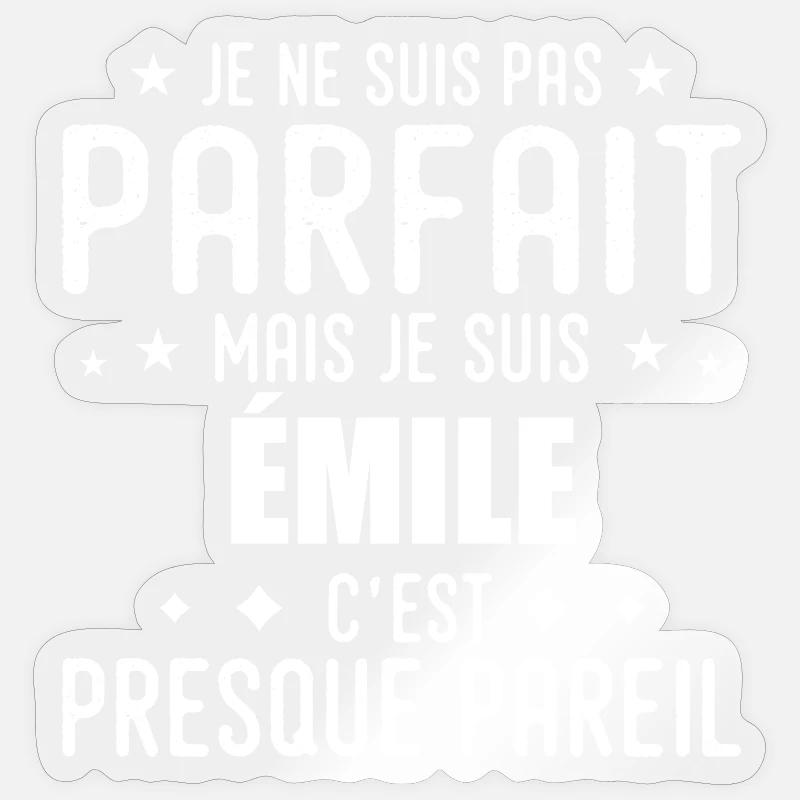 Emile : authentique, imparfait, top, perfection - Sticker taille S (10 x 10 cm) - brillant transparent