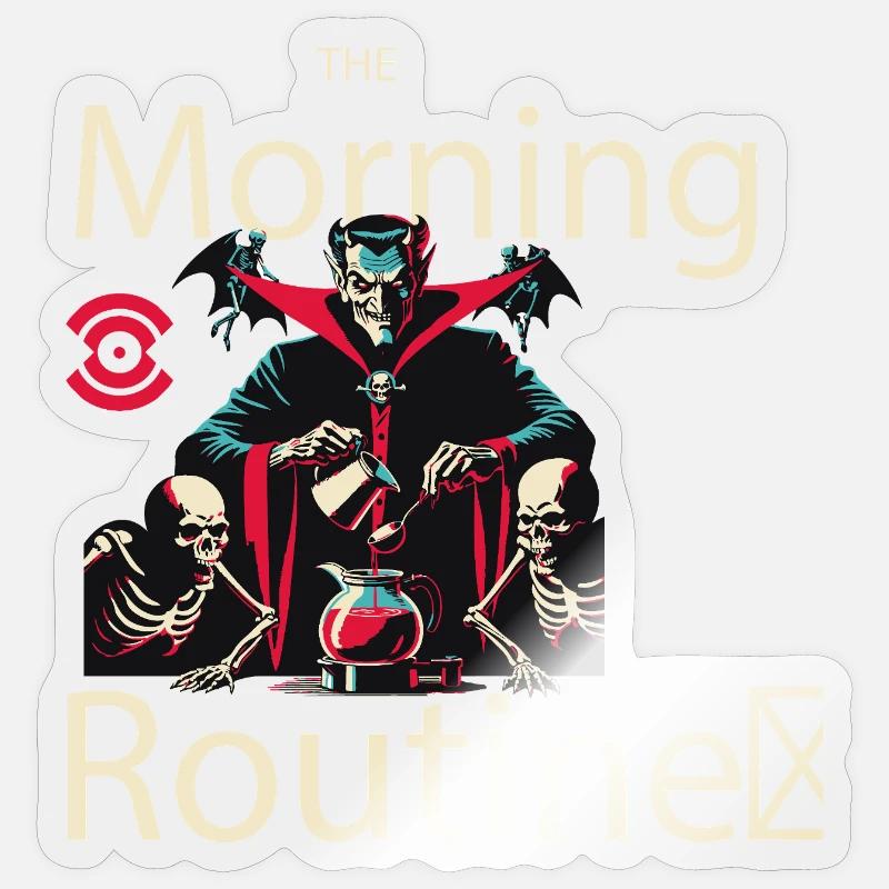 Gruselige Morgenroutine - Sticker Größe S (10 x 10 cm) - Transparent glänzend