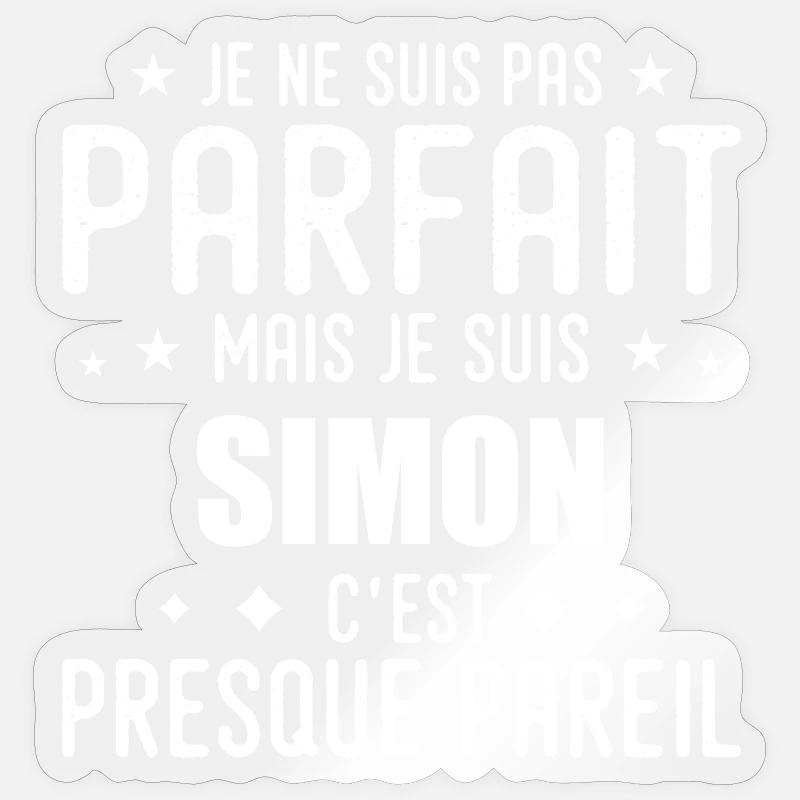 Simon: authentic, imperfect, top, perfection - Sticker size S (10 x 10 cm) - transparent glossy