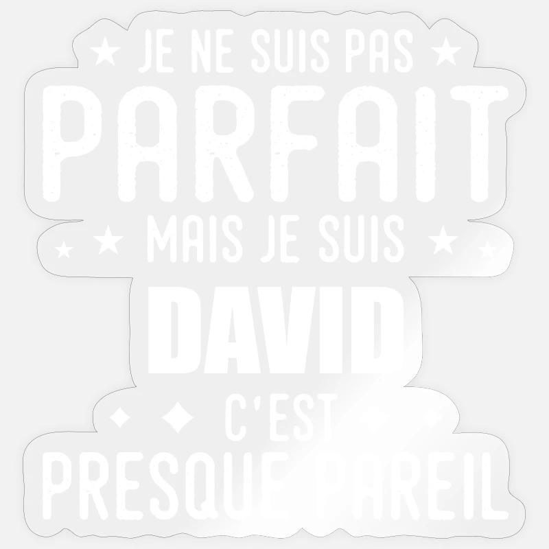 David : authentique, imparfait, top, perfection - Sticker taille S (10 x 10 cm) - brillant transparent