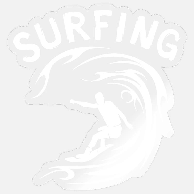 Surfing Wave Surfer Design - Sticker taille S (10 x 10 cm) - brillant transparent