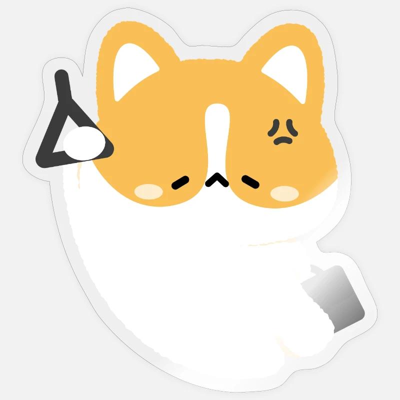 Tired Corgi Commute Sticker size S (10 x 10 cm)