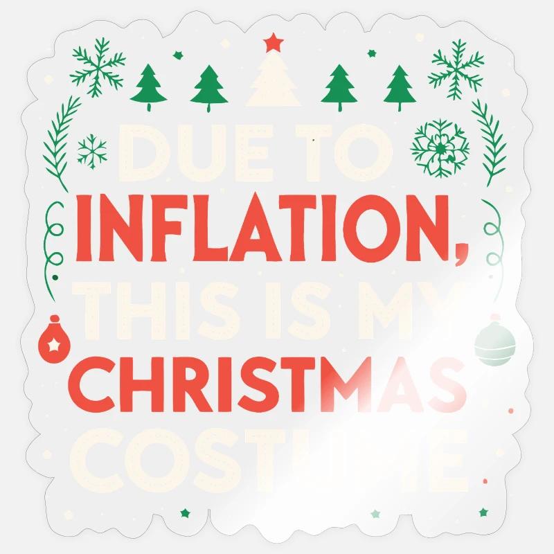 Costume Noël face à l'inflation - Sticker taille S (10 x 10 cm) - brillant transparent