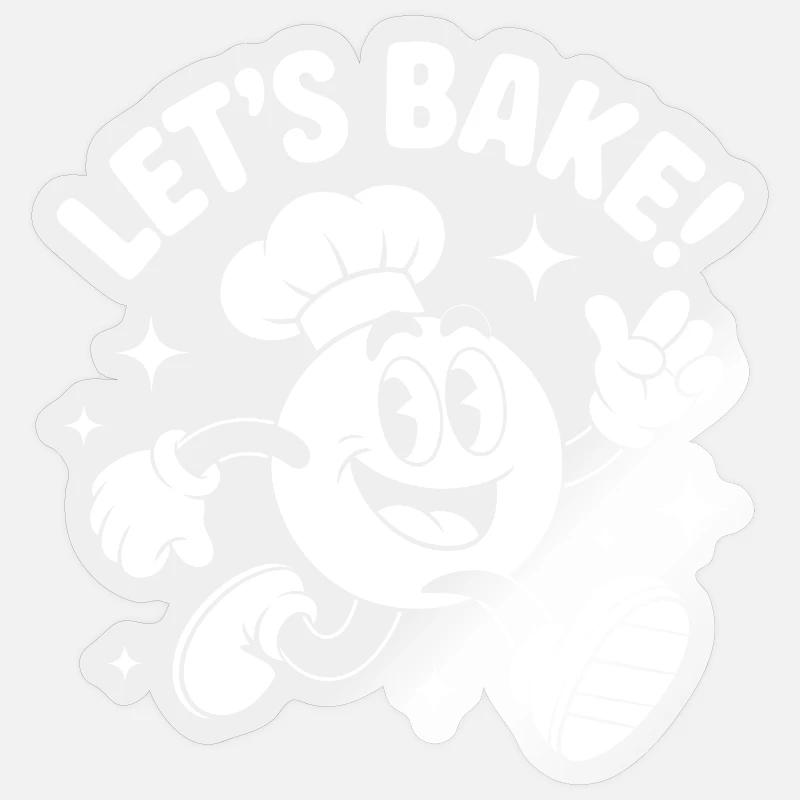 Baking with cheerful cartoon baker - Sticker size S (10 x 10 cm) - transparent glossy