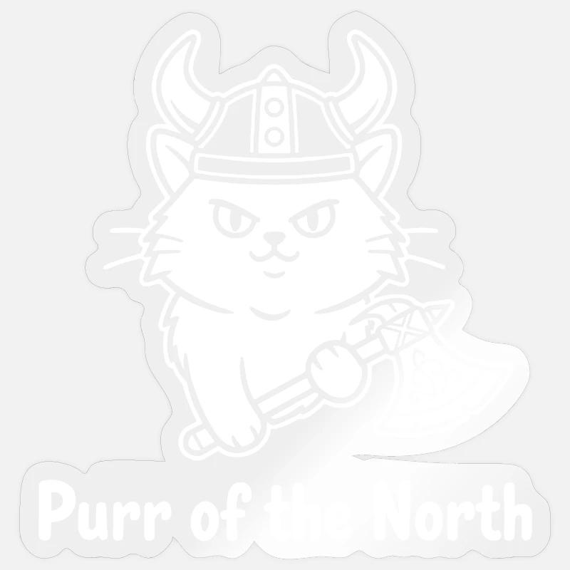 Viking Cat with Axe Sticker size S (10 x 10 cm)