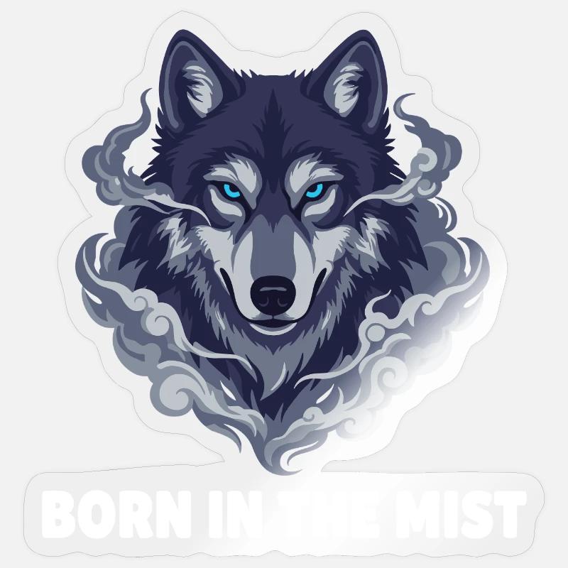 Nebelwolf : Wolfkopf dans la brume - Sticker taille S (10 x 10 cm) - brillant transparent