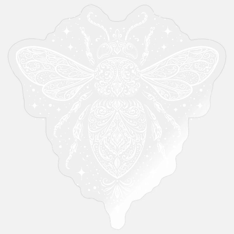 Ornamentbiene mit Sternen - Sticker Größe S (10 x 10 cm) - Transparent glänzend