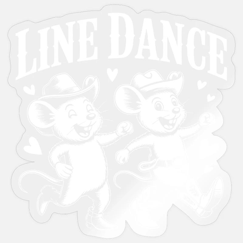 Line Dance Mäuse Retro - Sticker Größe S (10 x 10 cm) - Transparent glänzend