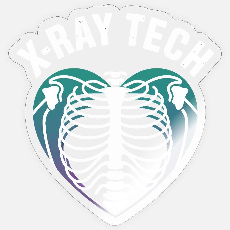 X-Ray Tech Herzröntgen Print Sticker Größe S (10 x 10 cm)