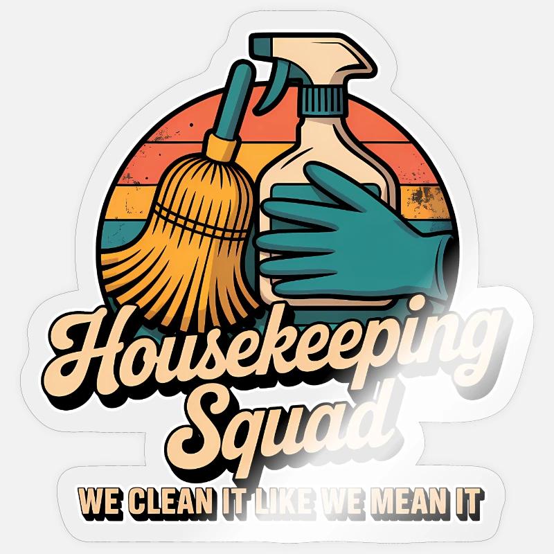 Funny Cleaning Design - Sticker size S (10 x 10 cm) - transparent glossy