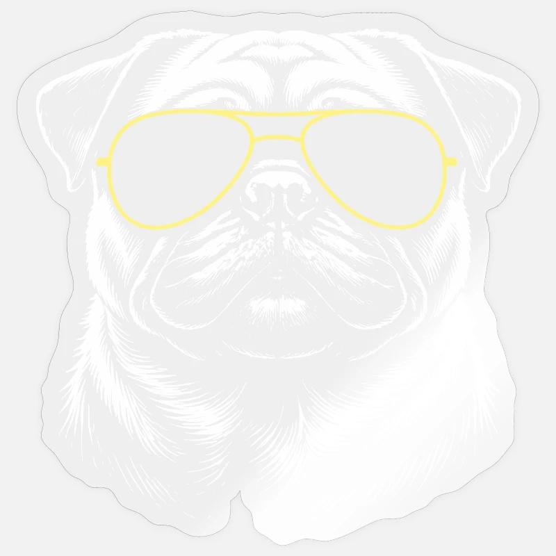 Mops Kopf Sticker Größe S (10 x 10 cm)