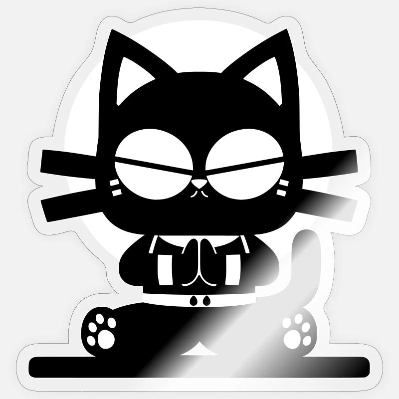 Conception minimale de la méditation zen cat Sticker taille S (10 x 10 cm)