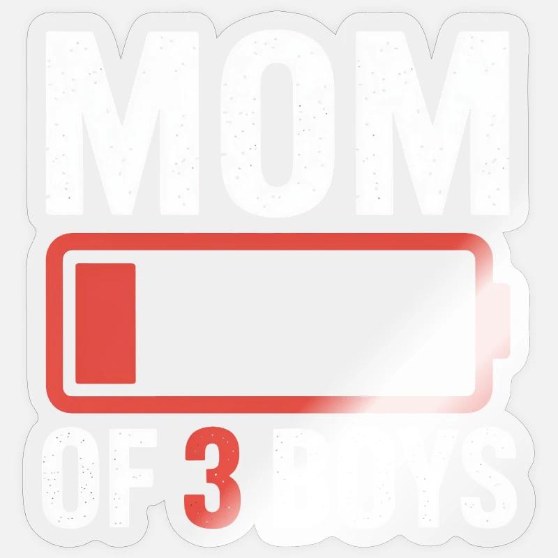 Mutter von 3 Jungs Batterie-Ikon-Tee - Sticker Größe S (10 x 10 cm) - Transparent glänzend
