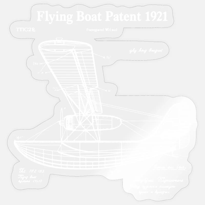 Flugboot-Patent - Sticker Größe S (10 x 10 cm) - Transparent glänzend