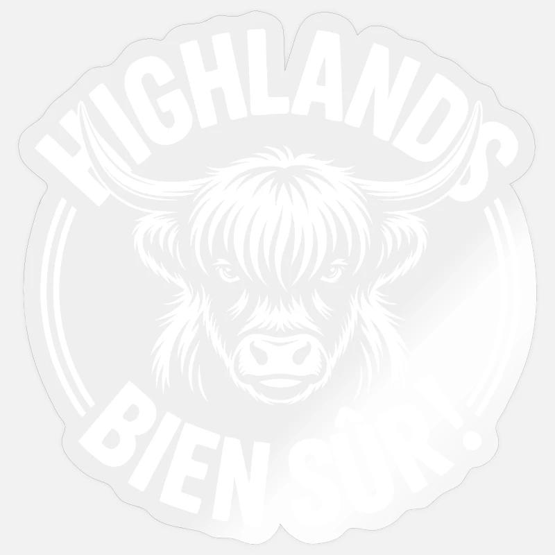 Highlands Bien Sûr - Sticker Größe S (10 x 10 cm) - Transparent glänzend