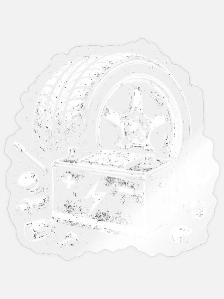 Autoreifen Batterie Werkstatt Schrauber Design  - Sticker Größe S (10 x 10 cm) - Transparent glänzend