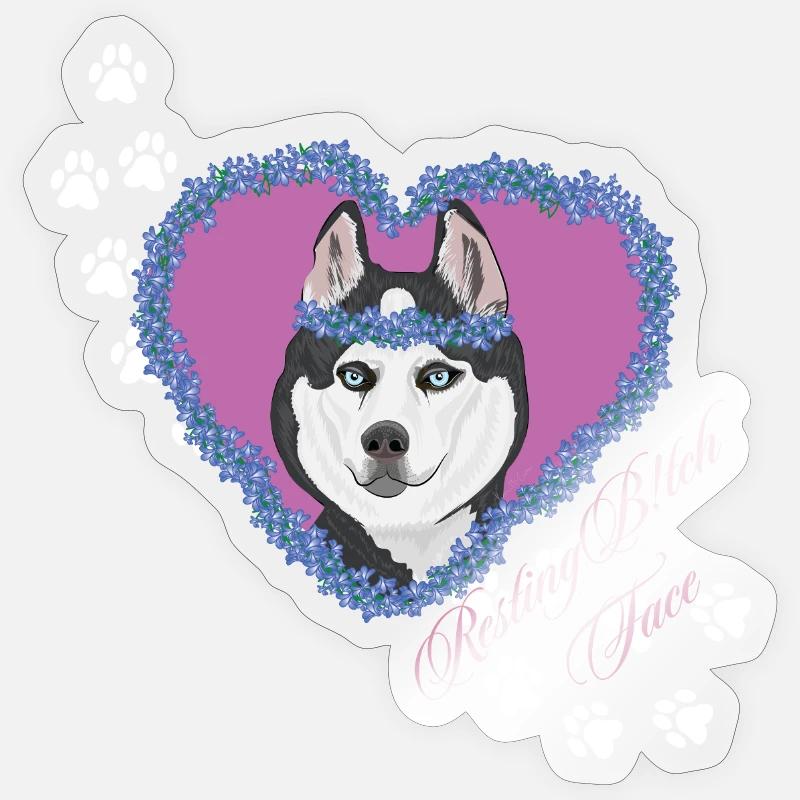 Resting B!tch Face Husky - Sticker size S (10 x 10 cm) - transparent glossy