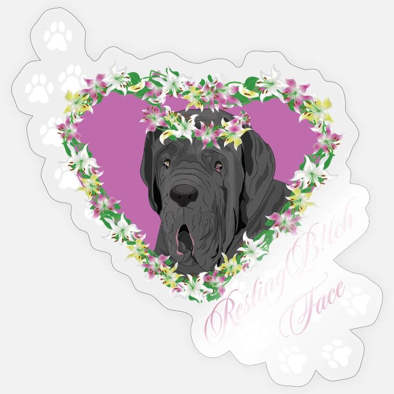 Resting B!tch Face Neapolitan Mastiff - Sticker size S (10 x 10 cm) - transparent glossy
